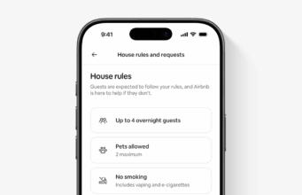 Airbnb Checkout Limits for Bookings From Nov. 20, 2026 Airbnb's illustrative English-language House rules and requests phone screen showing overnight guest, pet and smoking rules