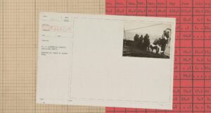OSS Scanner: Free Checks for Eligible Open-Source Projects Vintage archival card with a photograph of workers aboard a ship replacing buoys, laid over a beige grid and a red table of numbers