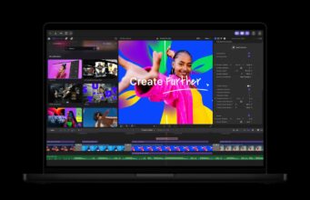Apple Creator Studio Final Cut Pro showing MotionVFX tools on a MacBook Pro