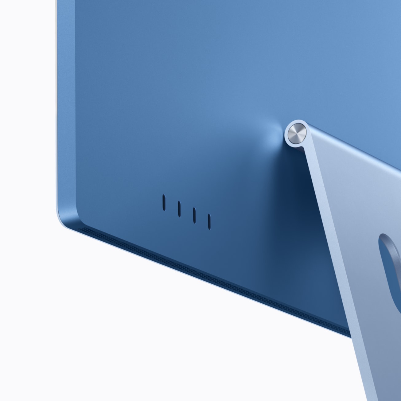 Four rear USB-C ports on a blue iMac with M6