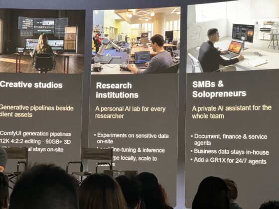 Presentation slide showing creative studios, research institutions and small businesses