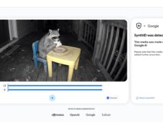 How to Use Google’s SynthID Detector Website to Spot AI Media Google SynthID Detector interface flagging a night-vision video of a raccoon eating a sandwich as made or edited with Google AI