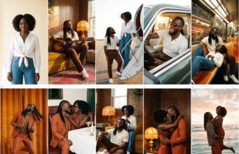 How to Make AI Music Videos (2026): Pelli’s Higgsfield Promo Initial AI music video keyframe contact sheet showing Pelli and an AI-generated fictional woman before targeted corrections