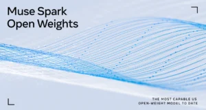 Muse Spark Open Arrives With a Two-Mac, Terabyte Setup Muse Spark Open Weights launch graphic with blue flowing lines on a pale background