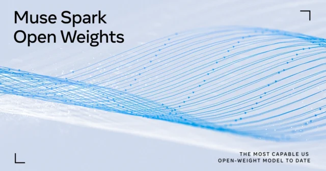 tmm-muse-spark-open-weights Muse Spark Open Weights launch graphic with blue flowing lines on a pale background