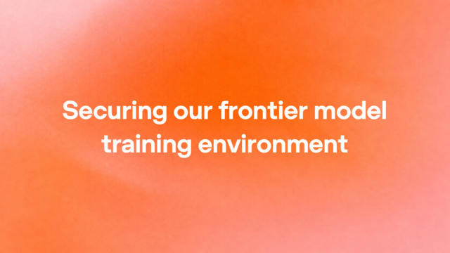 OpenAI offline world announcement cover with white text about securing frontier model training on an orange background