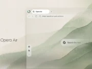 Opera Air minimalist web browser interface with clean desktop layout