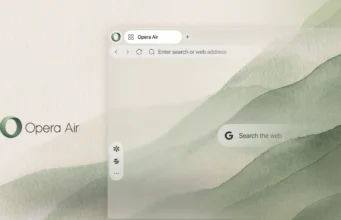 Opera Air minimalist web browser interface with clean desktop layout