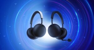 PlayStation Pulse: $99.99 US MSRP, November 19, 2026 Launch White PlayStation Pulse headset at left and Midnight Black Pulse Edge with a boom microphone at right on a blue background