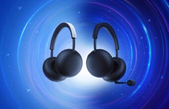 PlayStation Pulse: $99.99 US MSRP, November 19, 2026 Launch White PlayStation Pulse headset at left and Midnight Black Pulse Edge with a boom microphone at right on a blue background