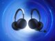 PlayStation Pulse: $99.99 US MSRP, November 19, 2026 Launch White PlayStation Pulse headset at left and Midnight Black Pulse Edge with a boom microphone at right on a blue background
