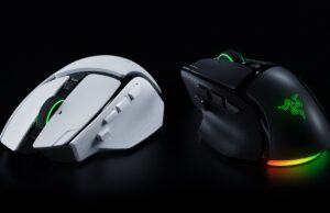 Razer Basilisk V4 Pro Adds a Tilt Wheel Gen-2 and 14 Controls for $169.99 Razer Basilisk V4 Pro gaming mouse in white and black, shown side by side on a dark background
