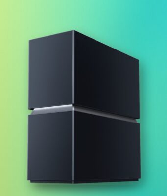 TP-Link Routers Planned for US Assembly as Early as 2027 TP-Link Archer 8 Ultra, a dark navy stacked-tower Wi-Fi 8 router with a glowing band through its middle, shown on a colorful editorial gradient background