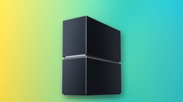 tmm-tplink-archer8-ultra-wifi8-hero-1 TP-Link Archer 8 Ultra, a dark navy stacked-tower Wi-Fi 8 router with a glowing band through its middle, shown on a colorful editorial gradient background