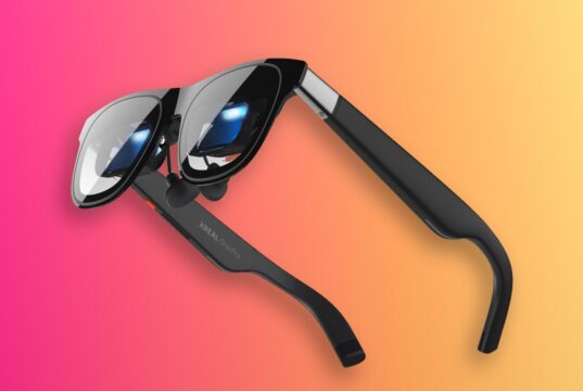 XREAL 1 Pro+ AR glasses showing front frame and Micro-OLED lenses