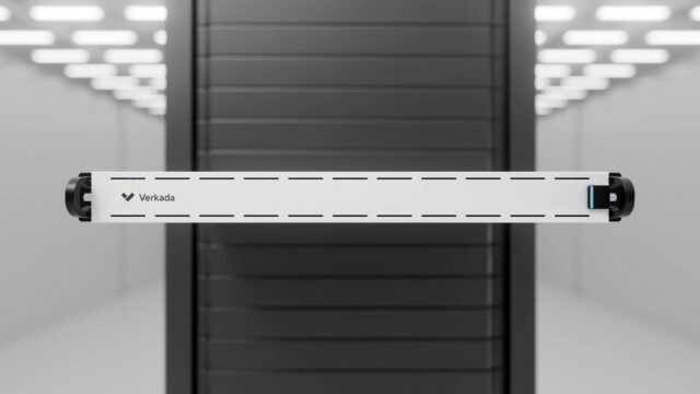 Verkada alternatives comparison: the Verkada Command Connector appliance in a server room