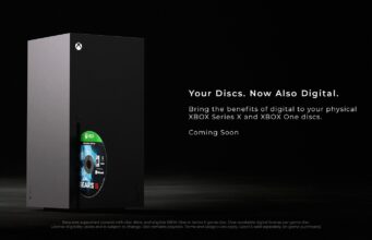 Xbox Disc-to-Digital Licensing Turns Your Physical Game Shelf Into a Digital Library Xbox Series X console with a Gears 5 game disc and official Your Discs Now Also Digital headline