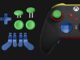 Xbox Elite Controller 3 Leak Claims Hall-Effect Sticks and Four Versions Current Xbox Elite Series 2 controller in black beside swappable green thumbsticks, a blue D-pad and blue paddles. Not the leaked controller.